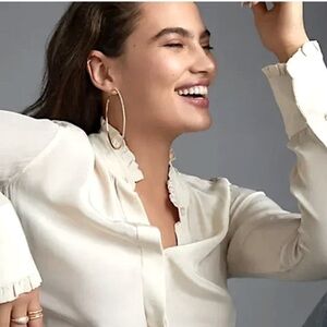 NEW~ Anthropologie Pavé Crystal Silver Hoop Earrings